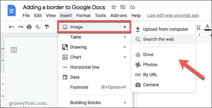 Einfügen eines Bildes in Google Docs