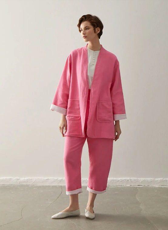 lcwaikiki kimono hose anzug rosa
