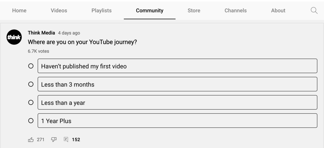 Bild der Umfrage auf dem Community-Tab des YouTube-Kanals