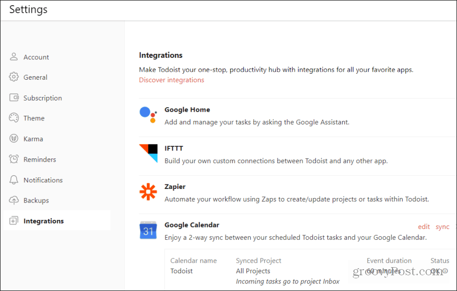todoist Google Kalender Integration