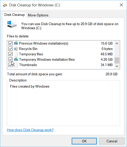 Datenträgerbereinigung Windows 10