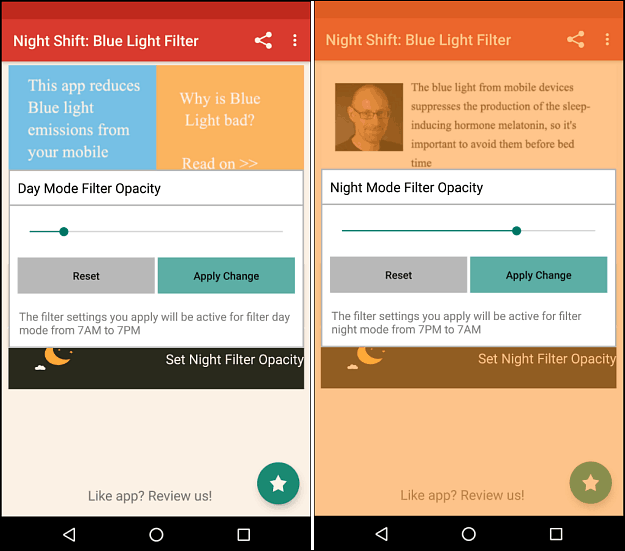 Holen Sie sich die iOS 9.3 Night Shift Mode-Fähigkeit auf Android