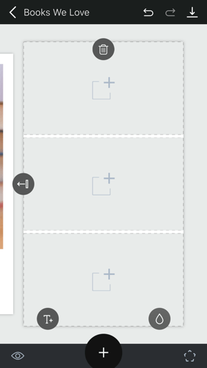 Erstellen Sie eine ungefaltete Instagram-Story, Schritt 7, die eine Seitenvorlage mit Papierkorb zeigt.
