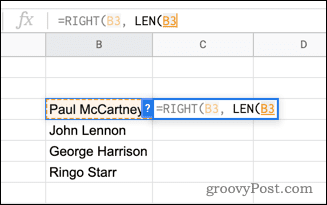 Verwenden der LEN-Funktion in Google Sheets