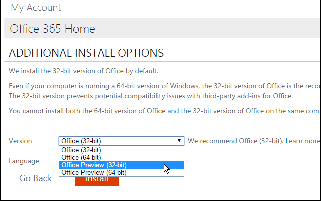Installieren Sie die Office 2016-Vorschau