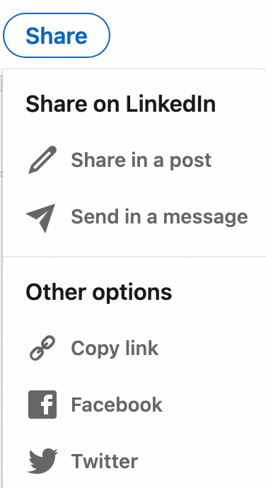 Bild der LinkedIn-Freigabeoptionen