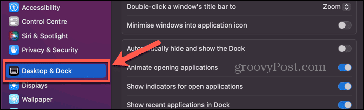 Mac-Desktop- und Dock-Menü