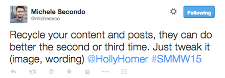Tweet von Holly Homer SMMW15 Präsentation