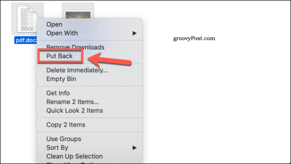 Wiederherstellen von Dateien aus dem Mac-Papierkorb