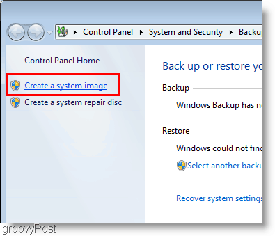 Windows 7: Erstellen Sie einen Systemabbildlink