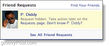 Facebook versteckte Freundschaftsanfrage