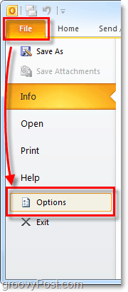 Eröffnen Sie Optionen für Outlook 2010