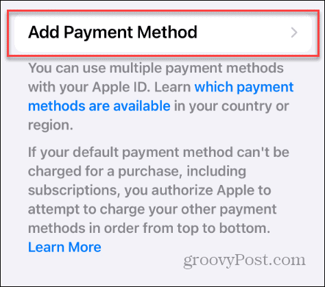 Ändern Sie die Zahlungsmethode Ihres Apple-Kontos