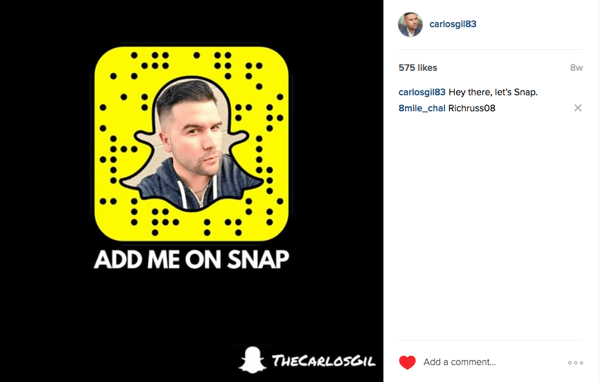 Instagram-Anzeige zur Förderung des Snapchat-Beispiels