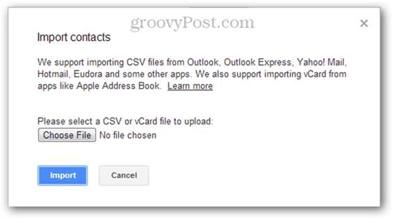 Importieren mehrerer CSV-Kontakte in Google Mail