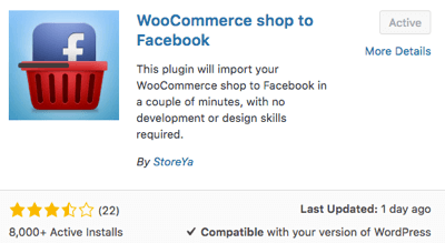 Wählen und aktivieren Sie das WooCommerce Shop to Facebook Plugin.