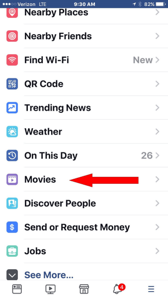 Facebook fügt dem Hauptnavigationsmenü der mobilen App einen eigenen Filmbereich hinzu.