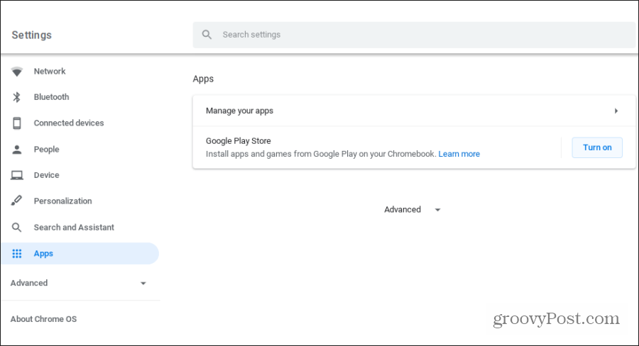 Google Play Apps auf Chromebook