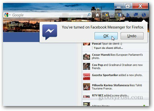Facebook Messenger für Firefox-Benachrichtigung