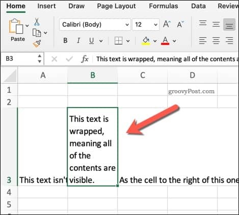 Beispiel für umbrochenen Text in Excel
