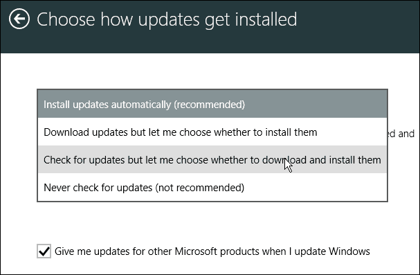 Wählen Sie Wie Updates installiert werden