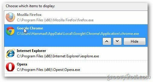 Google Chrome mit Bestellung öffnen