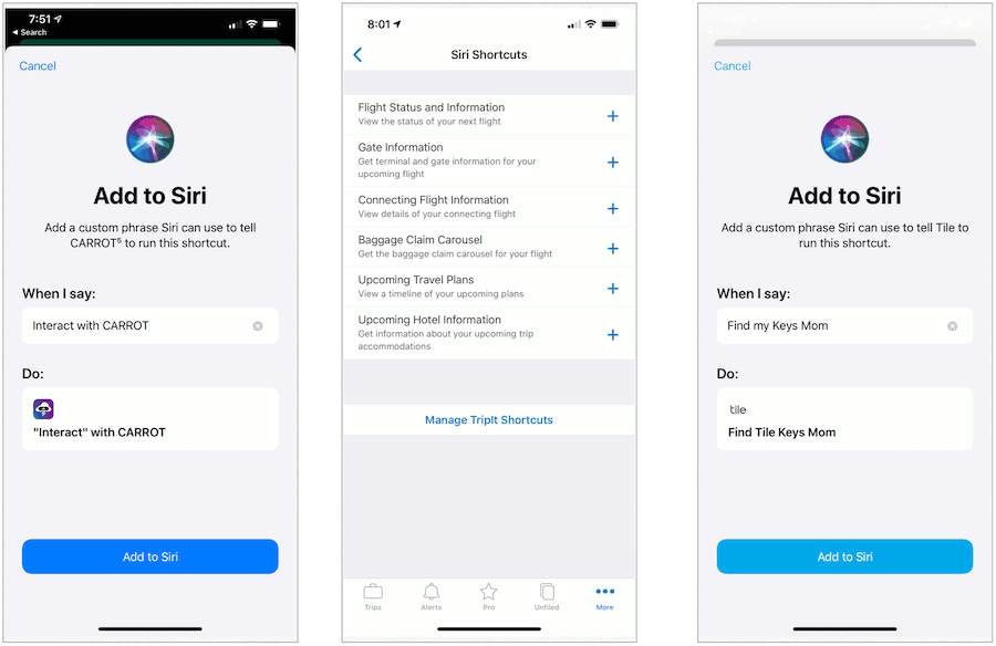 Beispiele für Siri-Verknüpfungen