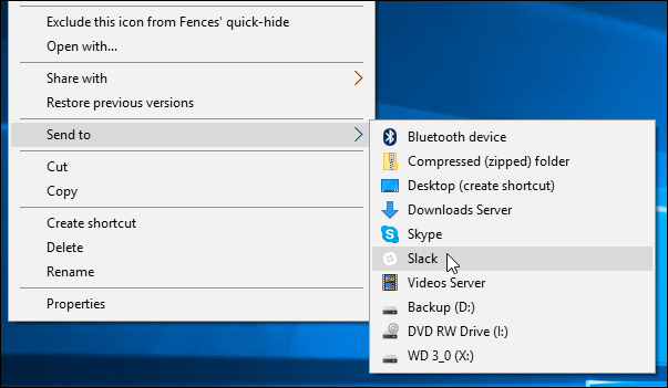 4 Speicherorte hinzugefügt Windows 10 Senden an