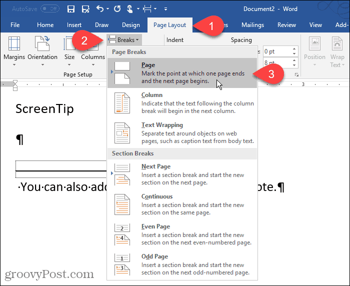 Fügen Sie einen Seitenumbruch in Word ein