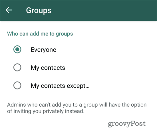 WhatsApp hört auf, alle zu Gruppen hinzuzufügen (2)