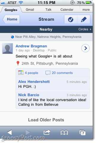 Google+ iPhone Web App Screenshot-Tour