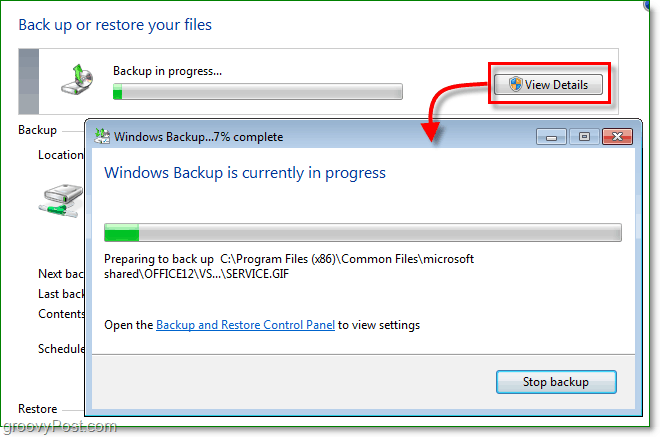 Windows 7-Sicherung - Die Sicherung kann einige Zeit dauern