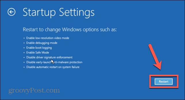 Windows 11-Starteinstellungen neu starten