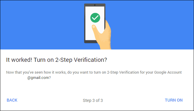 Google 2-Schritt-Überprüfung aktiv