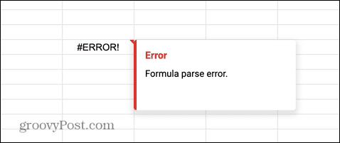 Google Sheets Formelanalysefehler