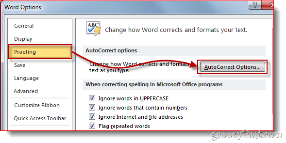 Word 2010-Korrekturmenü