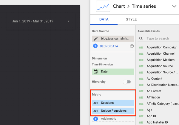 Verwenden Sie Google Data Studio, Schritt 22.