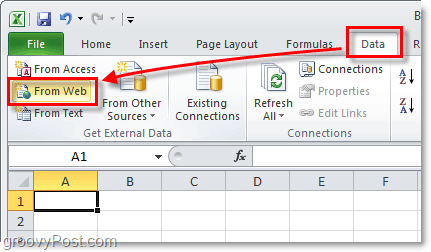 Daten aus dem Internet, erhalten Sie externe Daten in Excel 2010