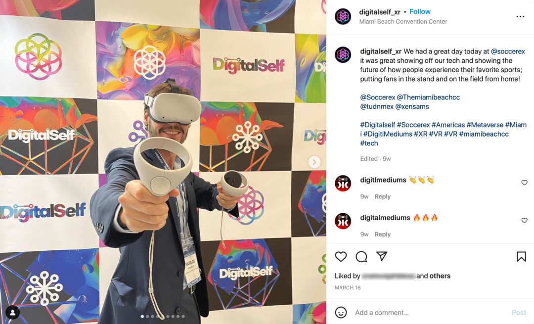 Bild des Instagram-Posts von DigitalSelf mit Foto des VR-Sets
