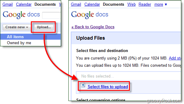 Laden Sie Dateien in Google Docs hoch
