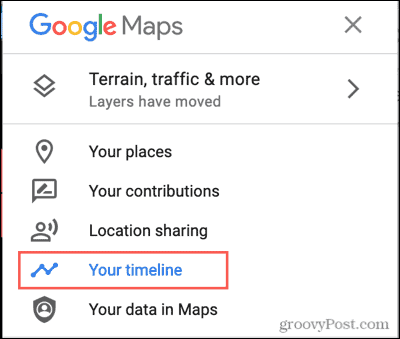 Google Maps-Menü, Ihre Chronik