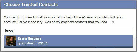 Facebook fügt vertrauenswürdige Kontakte hinzu
