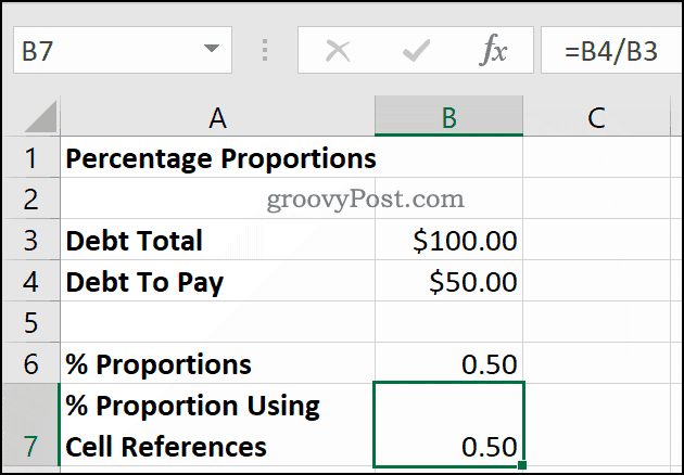 Berechnung von Prozentsätzen als Proportionen mit Microsoft Excel