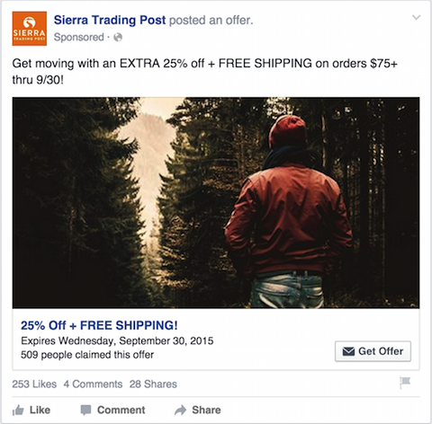 Sierra Trading Post Facebook-Anzeige