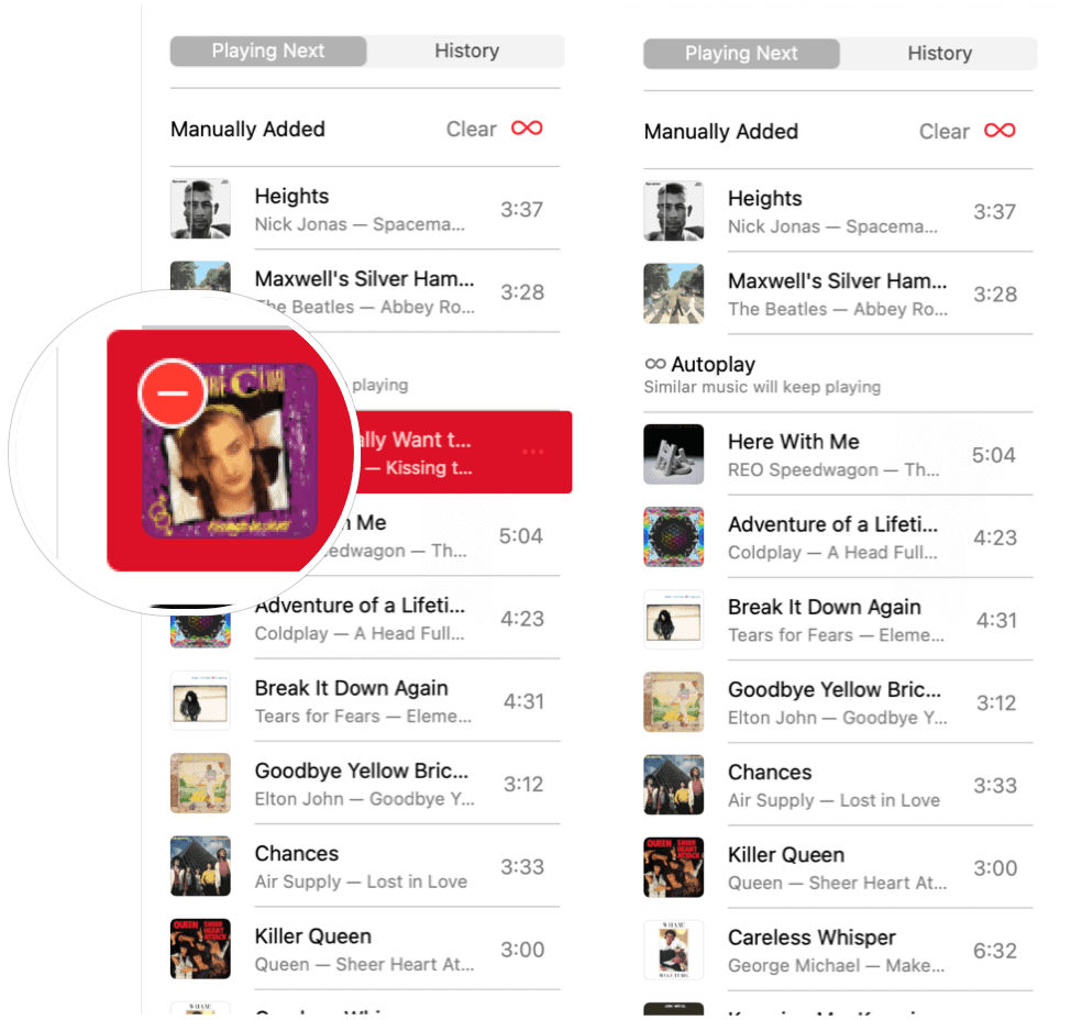Apple Music Autoplay entfernt das Lied