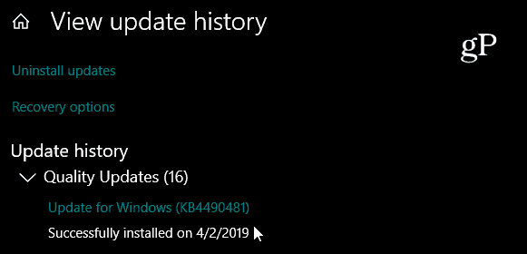 Windows 10 Cumulative Update KB4490481