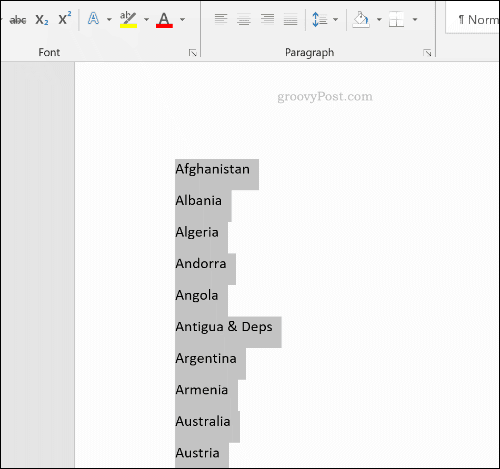 Eine sortierte Liste in Microsoft Word