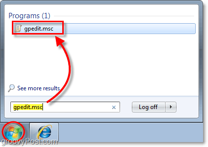 Geben Sie gpedit.msc in die Windows 7-Taskleiste ein. So greifen Sie auf den lokalen Gruppenrichtlinien-Editor in Fenster 7 zu