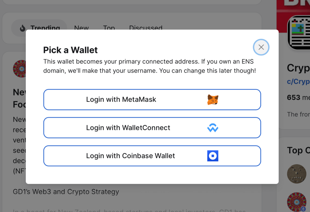 Bild der Aufforderung zum Verbinden der Krypto-Brieftasche auf der gm.xyz-Website