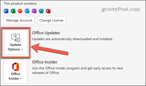 Outlook-Update-Optionen